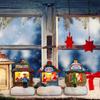 LED Light Up Christmas Ornament Resin House Shape Figurine Desktop Decoration Miniature Cottage Statue for Office