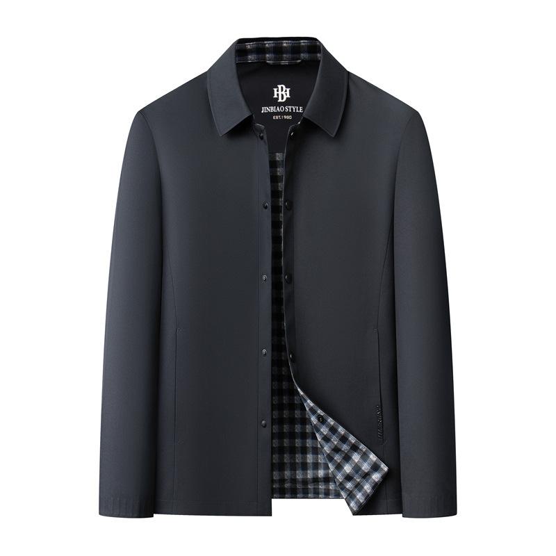New Lapel Jacket Men's Spring and Autumn Thin Loose Men's Top Business Casual Middle-Aged Dad Clothing Business Jacket