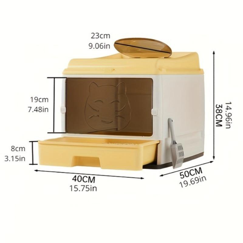 Extra Large Cat Litter Box Fully Enclosed Double Door Cat Toilet, Can Accommodate Two Adult Cats, Odor Proof & Anti Drop