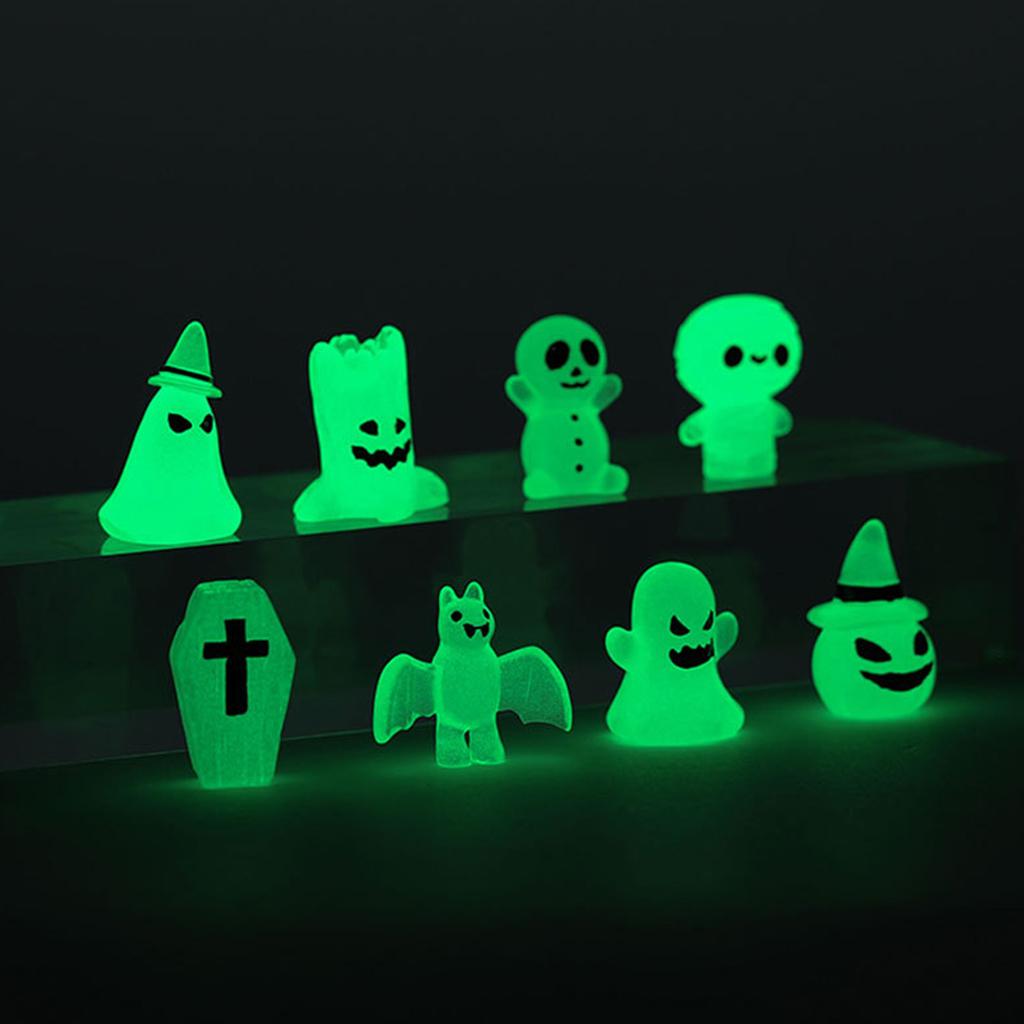 Halloween Decorations, Set Of 8 Small Glow-in-the-Dark Figurines; Pumpkin, Christmas Ornaments