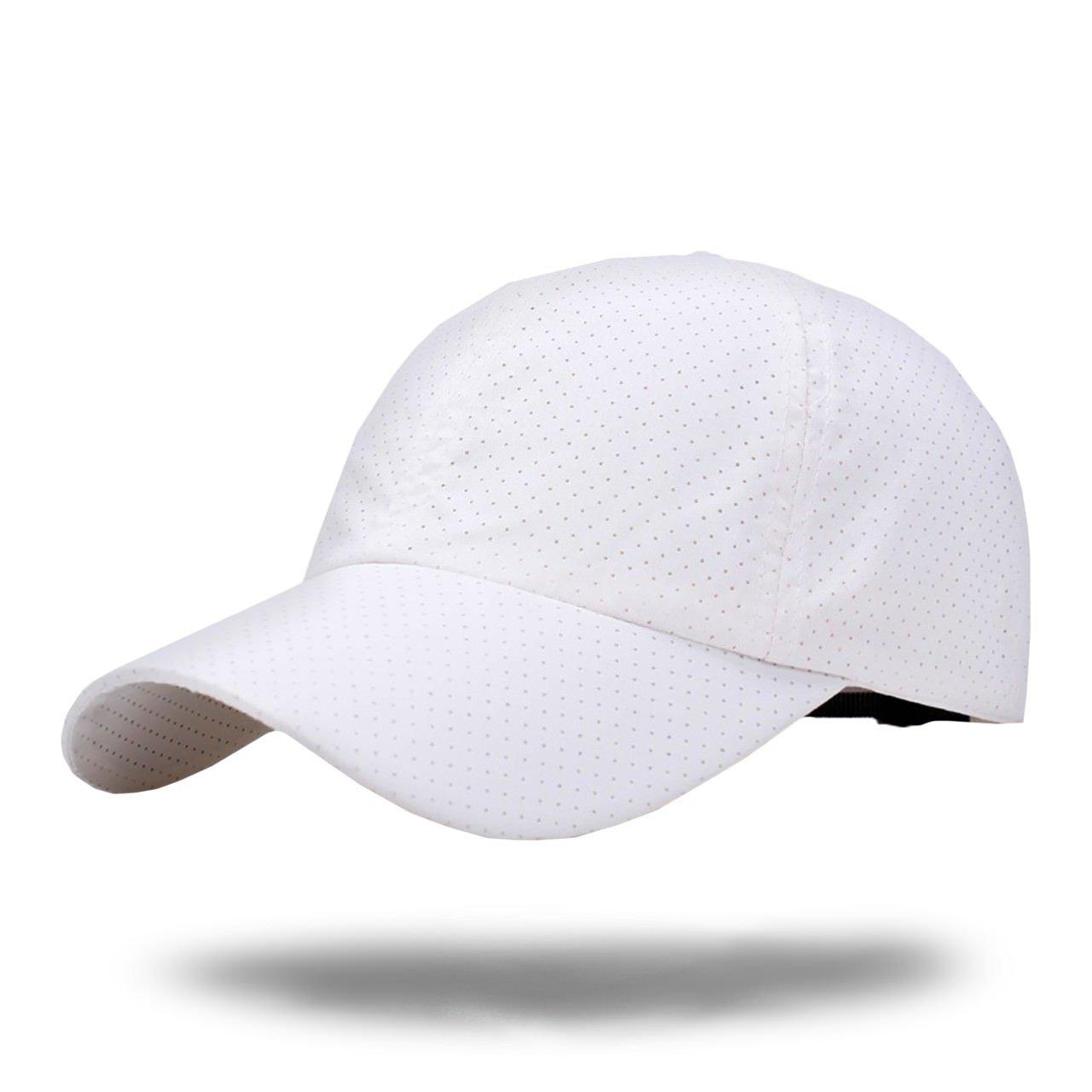 

WHITE FANG Hat Mesh Cap Plain Golf Running Sports Men Women CA012 (07 White)