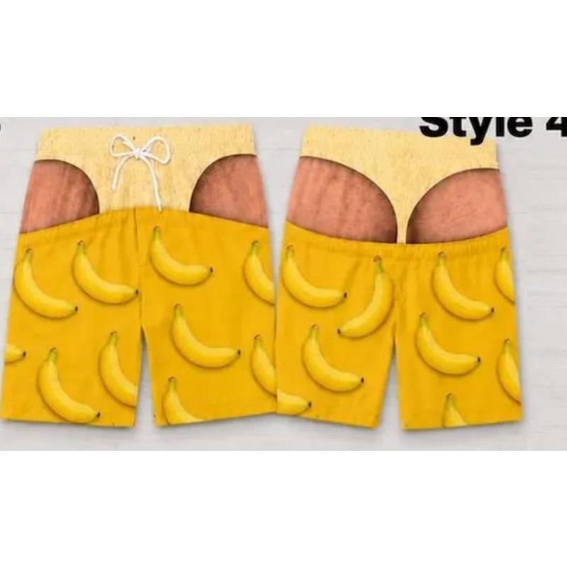 Personalized Funny Swim Trunks, Gift for Men, Funny Summer Vacation Shorts Fruit Pattern Printed Shorts Swimwear Beach Shorts