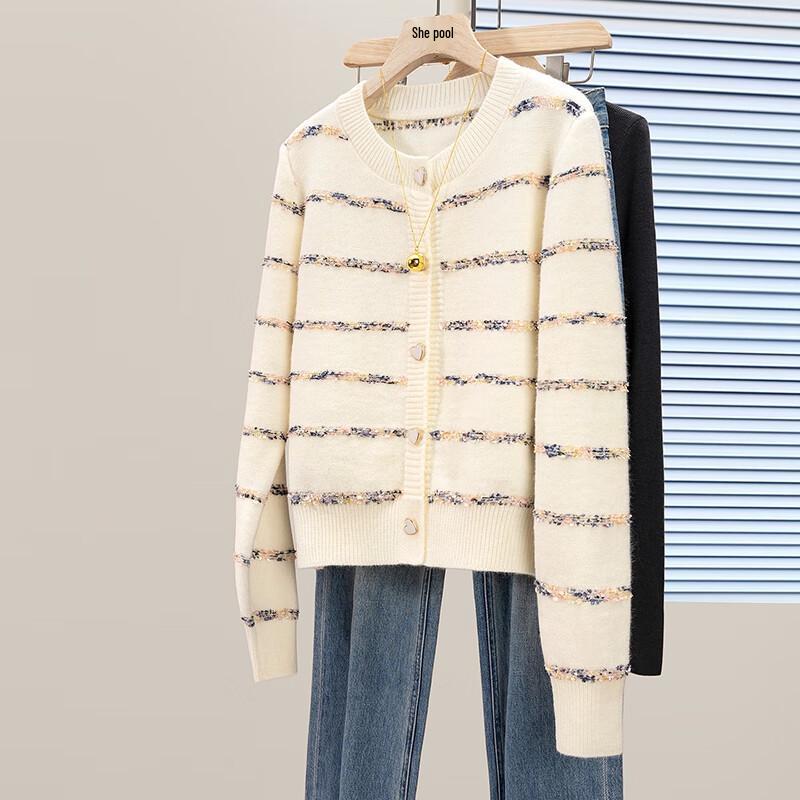 Women's Little Fragrance Style Striped Knit Cardigan
