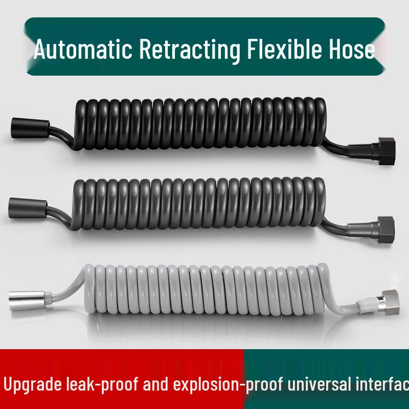 

Retractable High-Temperature Resistant Toilet Flushing Water Gun and Hose Extension Shower Black Extendable 1.5m Anti-Explosion Hose
