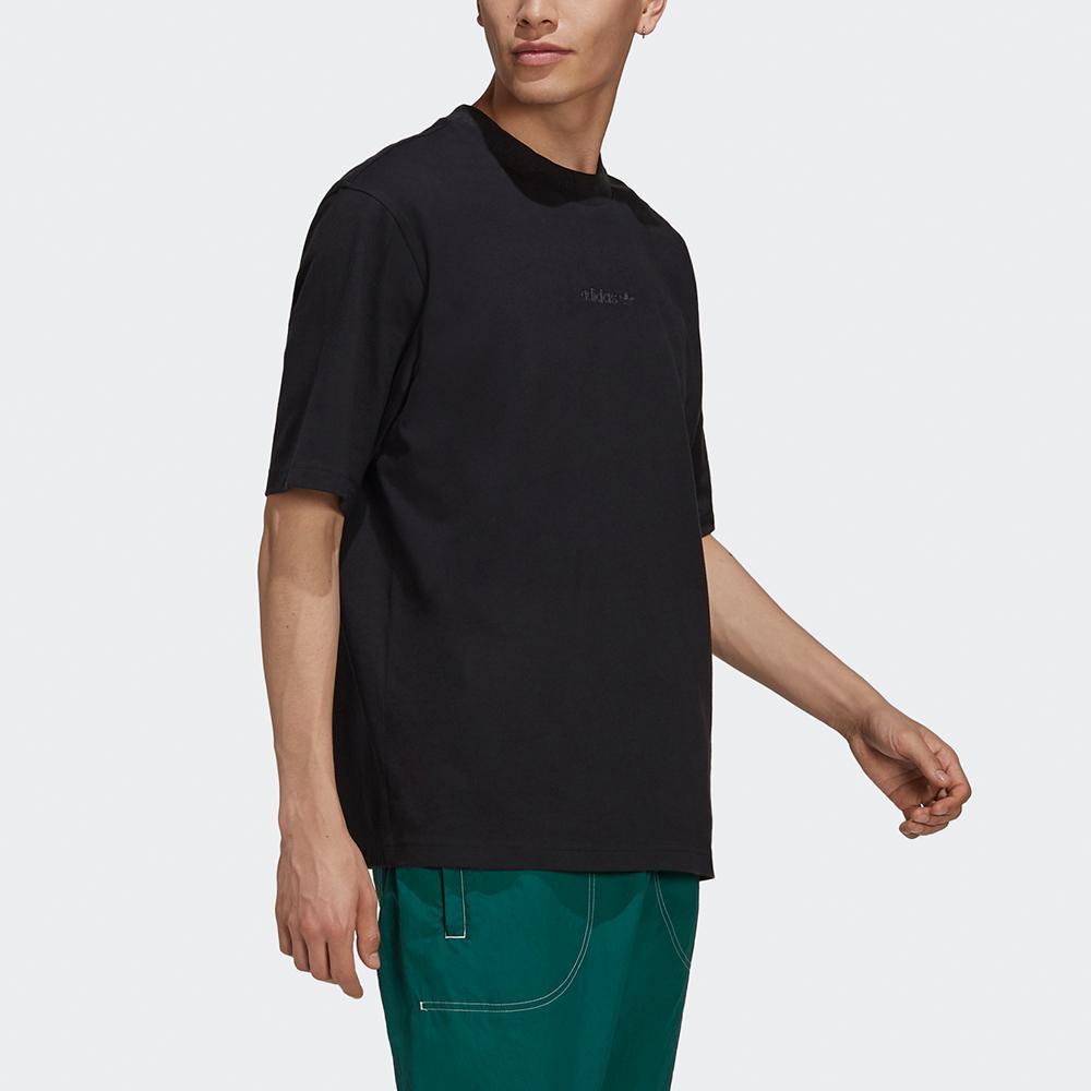 Adidas Originals Rib Detail Tee With Sporty Crew Neck Men Tops Black HB8044