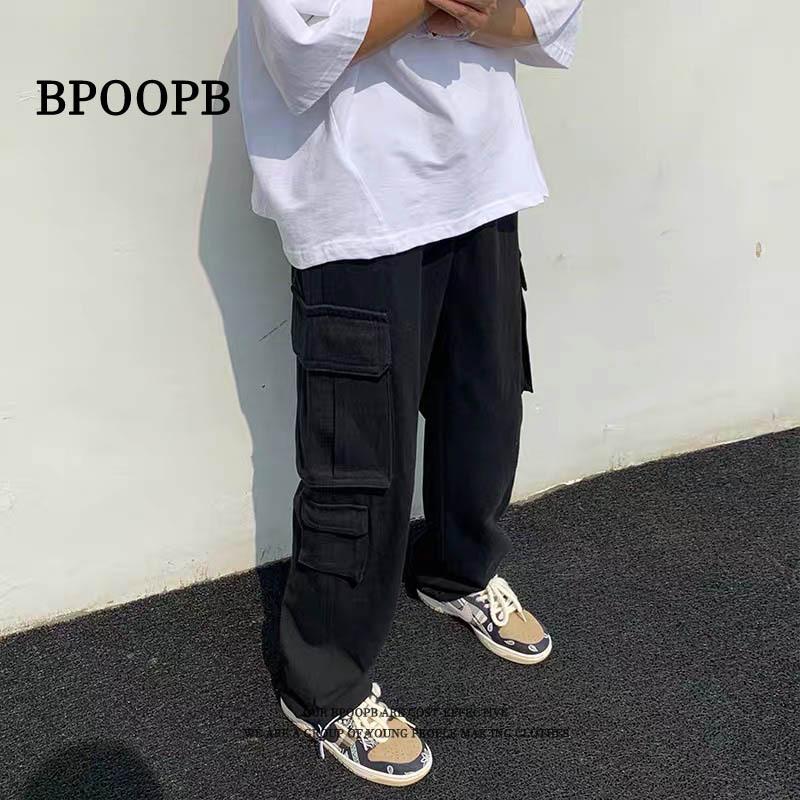 

Мужские модные японские уличные брюки карго - Большой карман, Свободный крой, Джоггеры с прямыми штанинами 2XL