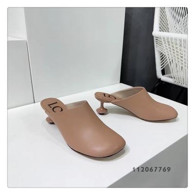 Fashion Low Female Shoes Slippers Heels Mules For Women 2025 Cover Toe Luxury Slides New High Designer Fabric Strange Style Floral Fashi