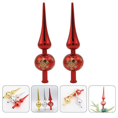 2Pcs Spherical Christmas Tree Topper Plastic Xmas Treetop Decor Exquisite Design Easy To Place for Home Office Hotel Restaurant