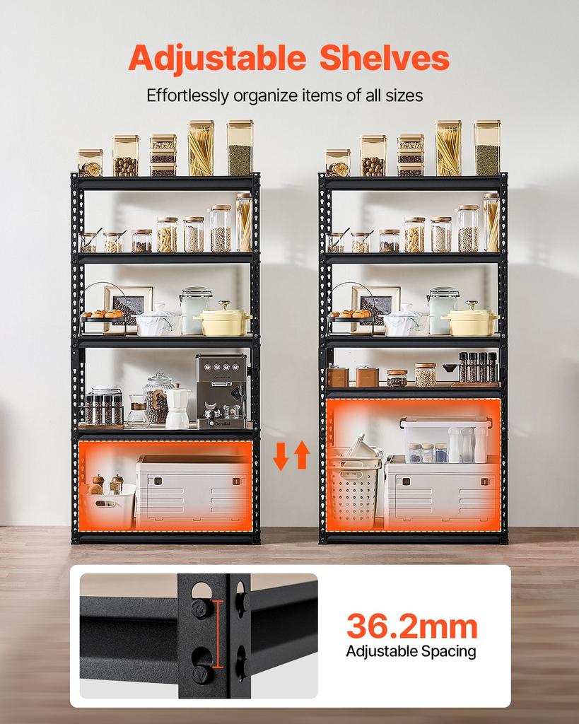 VEVOR Storage Shelves, 2000 lbs, 5 Tier Garage Storage Shelving