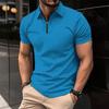2024 Men's Zipper Polo Shirt - Solid Color, Summer Sports Style