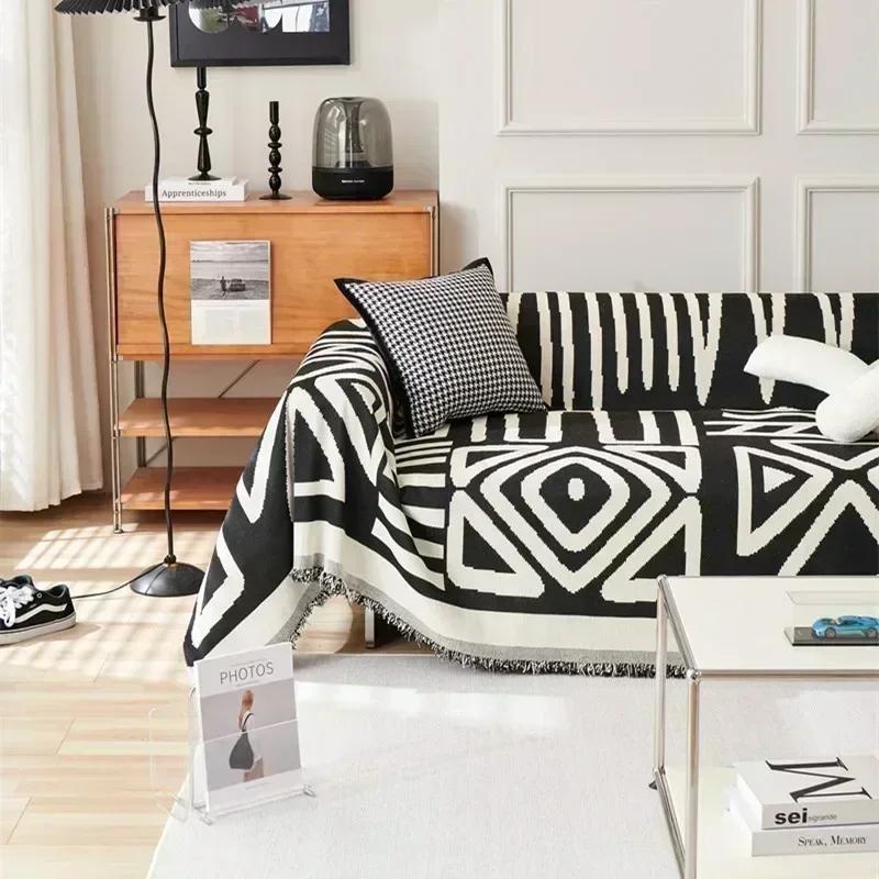 Bohemia Sofa Blanket Thicken Chenille Sofa Mat for Living Room Anti-scratch Geometric Printed Couch Protection Cover Home Decor