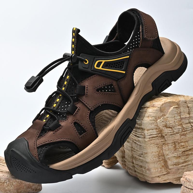 

Літні чоловічі вуличні сандалі дихаючі туристичні туфлі вода пляжні сандалі кемпінг альпінізм кросівки 43 темно-коричневого кольору