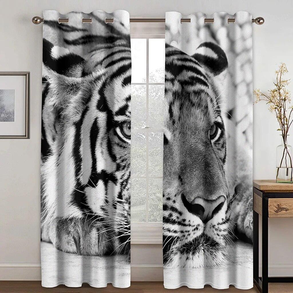 

Cheap 3D Wild Animal Lion Tiger Leopard Luxury Window Curtains 2PCS For Living Room Bedroom Decoration W50xH130(CM)x2PCS-Rod pocket