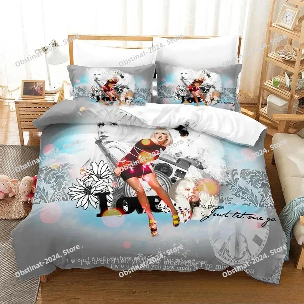 3D-Druck Lady Gaga Bettwäsche-Set Bedruckte Bettbezug Kissenbezug Einzel Doppel Stil Queen King Size Sets Heimtextilien
