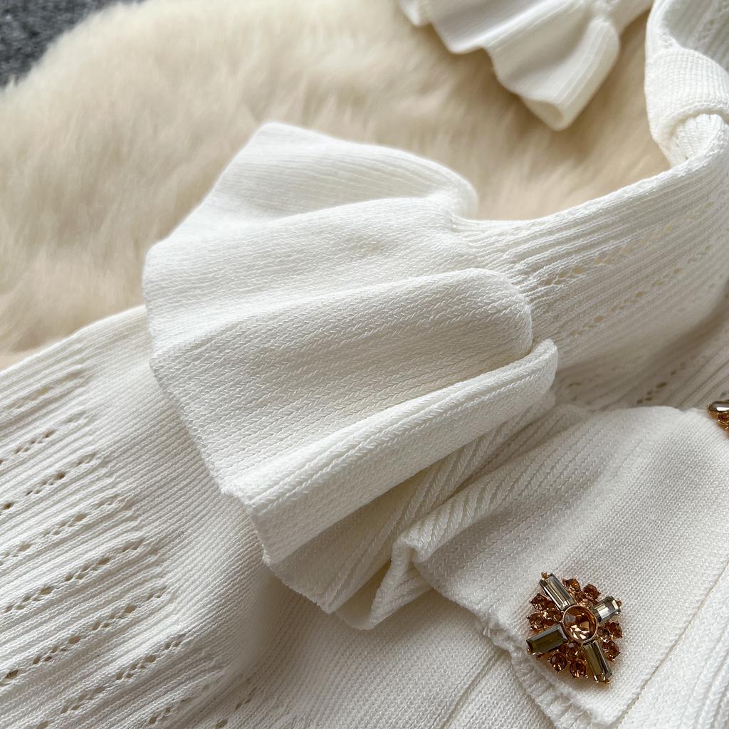 Retro Dzianinowa Falbanka Seksowna Jednorzędowa Elegancka Sukienka Wieczorowa A-line Kobiety Moda Koreańska Lato Odzież Damska