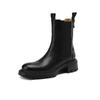 Krazing Pot Cow Leather Autumn Winter Shoes Round Toe Platform Plus Size Basic Clothing Thick Med Heels Slip On Chelsea Boots Women Ankle Boots