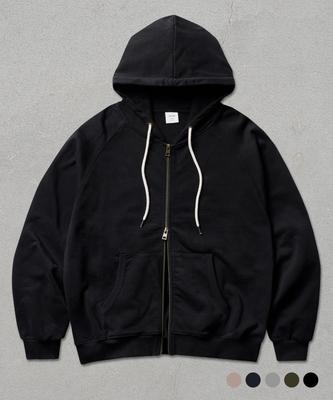 Perstep Round Cut Heavy Cotton Zip-Up Hoodie Black Ishd4738