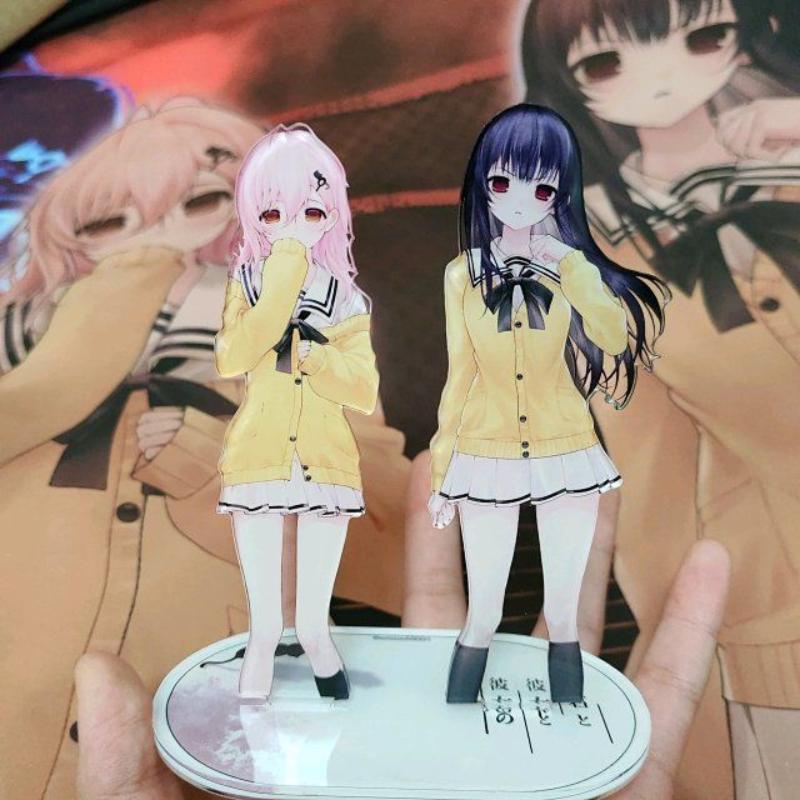 Anime YOU and ME and HER A Love Story Muko Aoi Cosplay Figure Stand Kawaii Acrylic Standing Plate Ornament Accessories Props