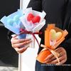 [ZYAS]Mini Handmade Yarn Flower Bouquet Crochet Heart Bouquet Valentine's Day Mother's Day Romantic Gift Desktop Decoration