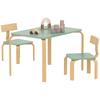 Children's Table with Chairs, Set of Table and 2 Children's Wooden Chairs for Drawing, Playing, Studying, 78x53x53cm, Green