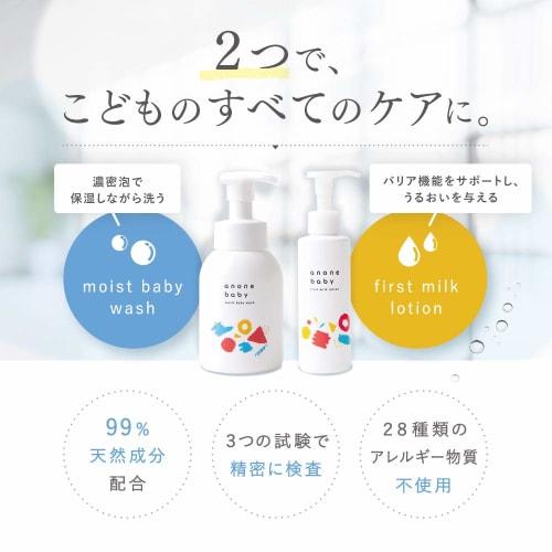 Anone Baby Set: Moist Baby Wash & First Milk Lotion, Body Wash, and Body Wash for Babies and Newborns! Moisturizing, Hypoallergenic, Hagukumi Plus, 32