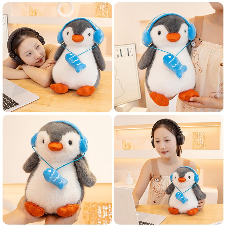 Fish Earphones Penguin Plush Toy Animal Cartoon Doll Can Be Shaped Concave