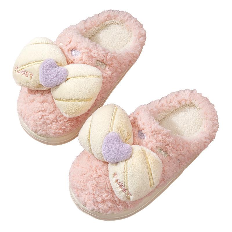 2025 winter new cotton slippers indoor non-slip cute warm plush eva bow cotton mop