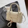 PU Leather Retro Underarm Bag Vintage Pillow Handbag Portable Boston Bag  Travel