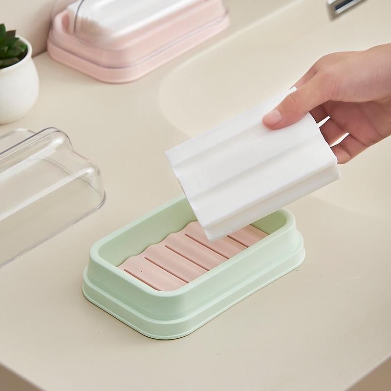 Drain Soap Box Double-layer Covered Student Dormitory Toilet Bathroom Soap Box Station Soap Box Household