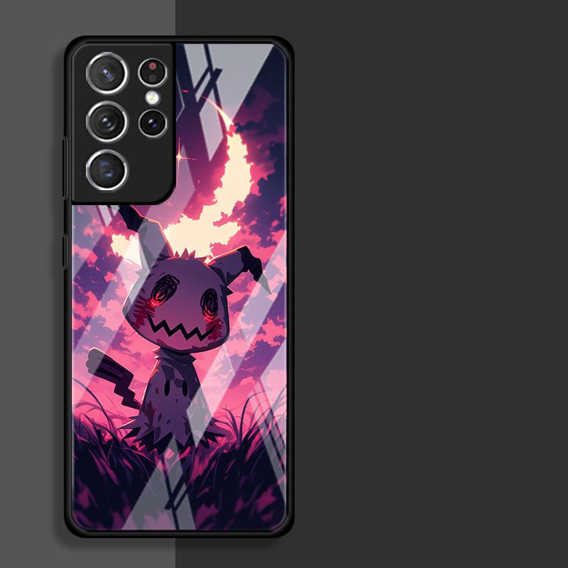 Luxury Phone Cover Glass Case for Samsung Galaxy S26 S25 Ultra S23 Plus S23+ S24+ S22 S24 S25+ S20 FE S21 Funny Pokemon Mimikyu