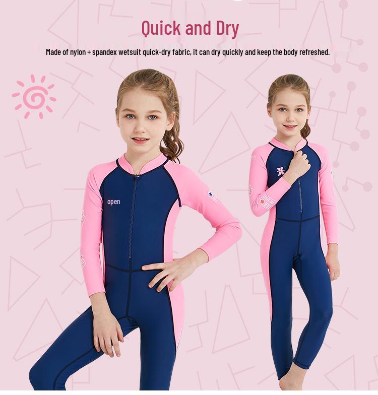 Children's Quick-Dry Long-Sleeve Swimsuit - Sun Protection, Summer One-Piece Dive Suit for Kids