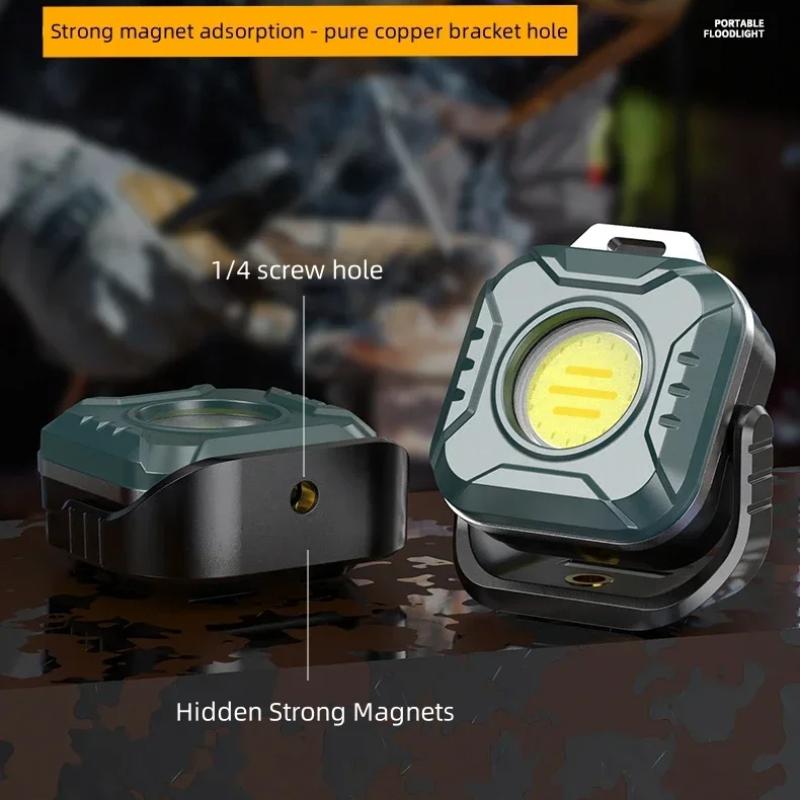 Lanternă de buzunar COB, reîncărcabilă prin USB, cu 6 moduri, super luminoasă, mini lanternă portabilă de lucru cu magnet, camping în aer liber