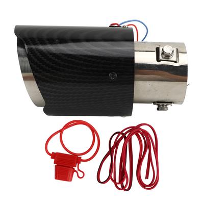 Exhaust Muffler Tip with Blue Led Light Stainless Steel Carbon Fiber Style Car Tail Pipe Modification