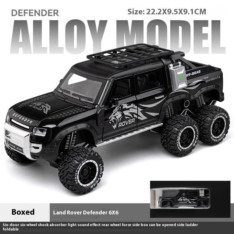 Toy Car 1/24 Land Rover Defender Six Wheels Off Road Pickup Car Model,Pull Back Diecast Truck Collectible Truck with Sounds  Lights for Kids Adults