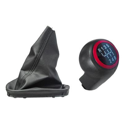 Red 6 Gear Knob and Gear Boot for Opel Corsa D
