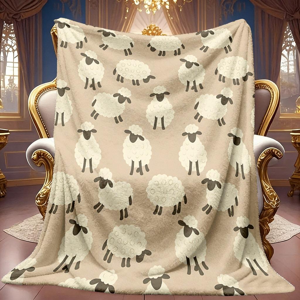 A 2D Sheep-themed Flannel Blanket with Soft High-definition Digital Printing, a Cooling Blanket Suitable for All Seasons! Made of Soft and Breathable
