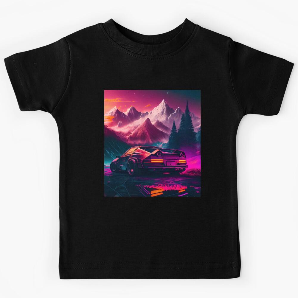 A Muscle Car Driving Through the Mountains Kids T-Shirt 100