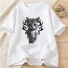 Flame Cat Vintage Graphic Print Tshirt Summer Womens Clothing Casual Fashion Funny Tops Streetwear ONeck Short Sleeve Tshirt