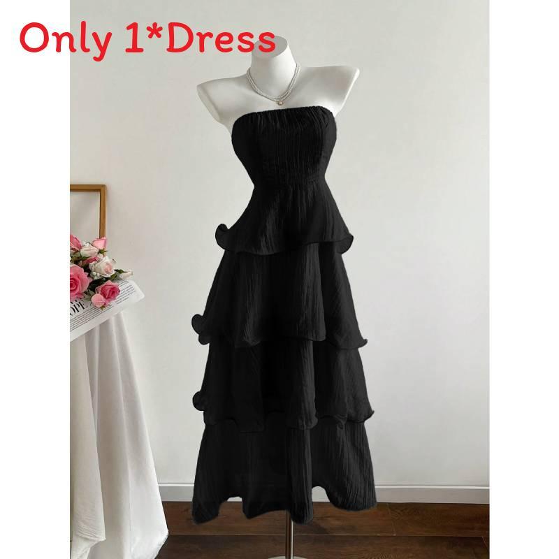 Summer Knit Dress With Ruffled Hem And High Waist For Women