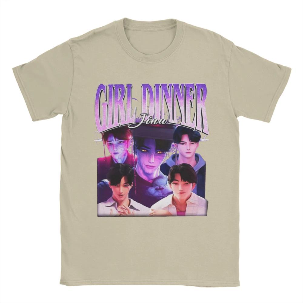 Girl Dinner Jinu Kpop Demon Hunters Villain Male T-Shirt Mens Funny Pure Cotton Women T Shirts Summer Design Oversized Clothing