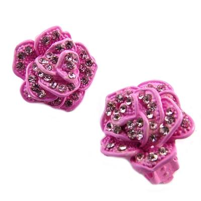 [P4607] - Designer Clips 'Rosa Romantica' Pink (flower) - 22 Mm