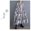 New Large Size Loose Thin Fashion Long-sleeved Printed Dresses