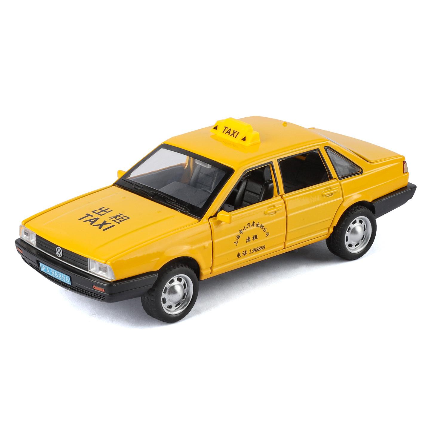

1/32 Volkswagen Santana Таксі Металева Лита Модель Автомобіля Домашній Декор та Колекційні Предмети Хобі Дисплей Прикраси Святковий Подарунок жовтий