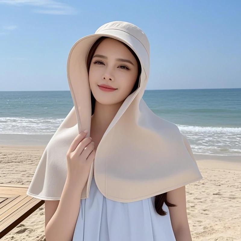 1/2/3PCS Summer Women's Sun Protection Sunshade UV Protection Hat Large Brim Face Covering Hat Face Mask Neck Protection Hat