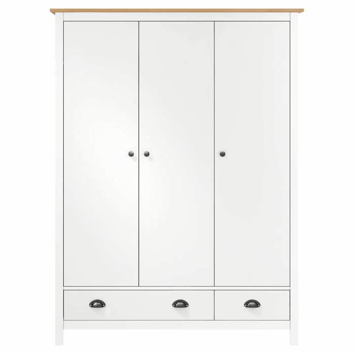 VidaXL 3-Door Wardrobe Hill Range White 127x50x170 Cm Solid Pine