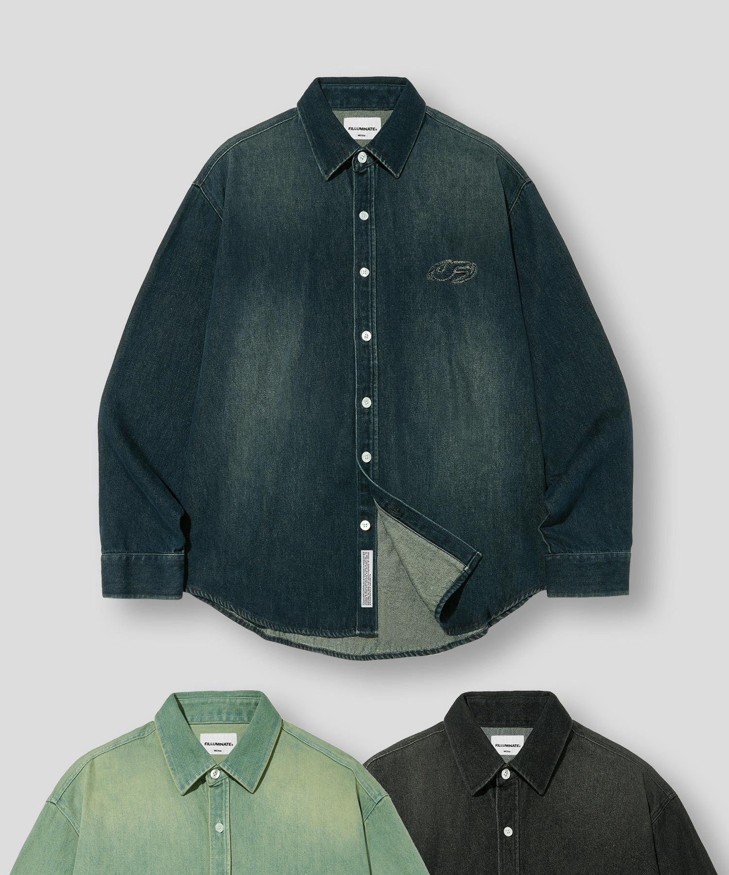 Illuminate Stone Washed Applique Shirt - 3 Colors Indigo/(Blue)S
