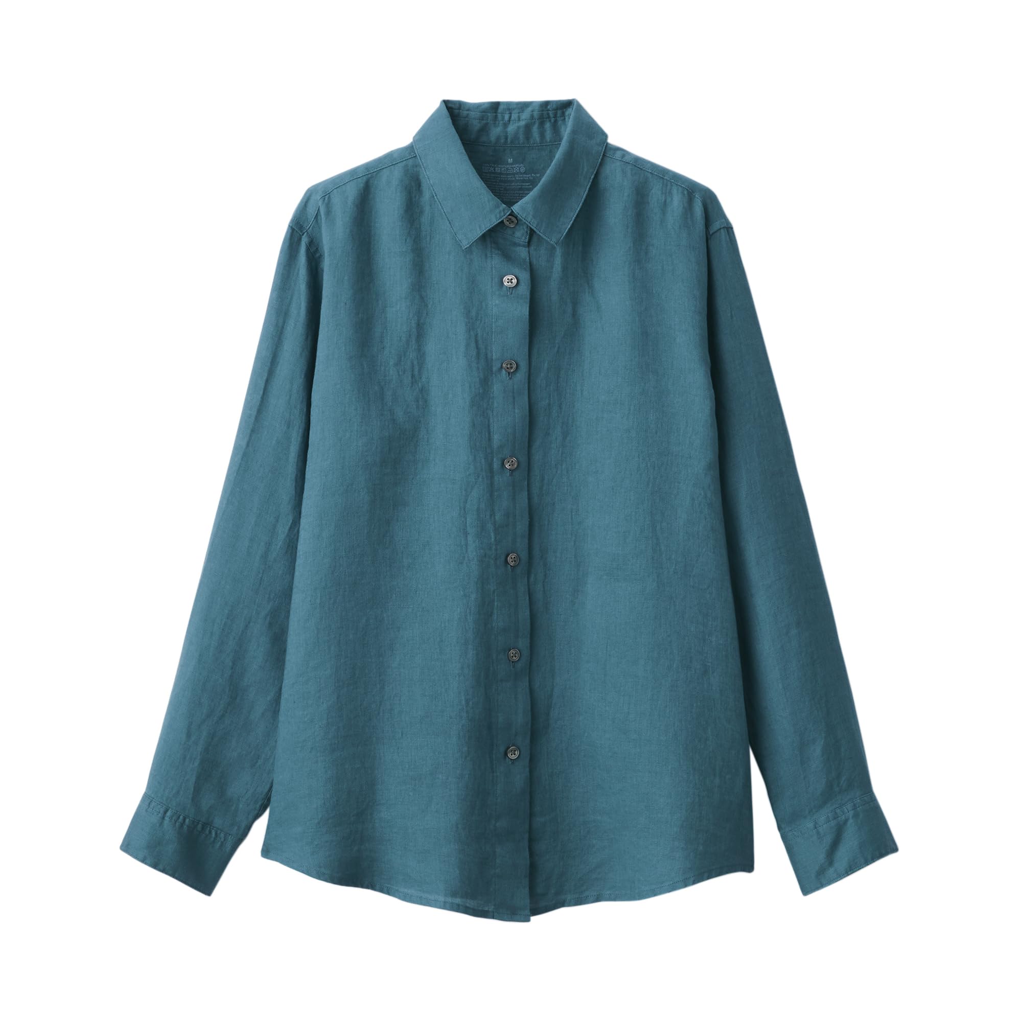 

MUJI Washed Linen Regular Collar Long Sleeve Smoky Size BC2ISA4S Women s Shirt, Green, S,
