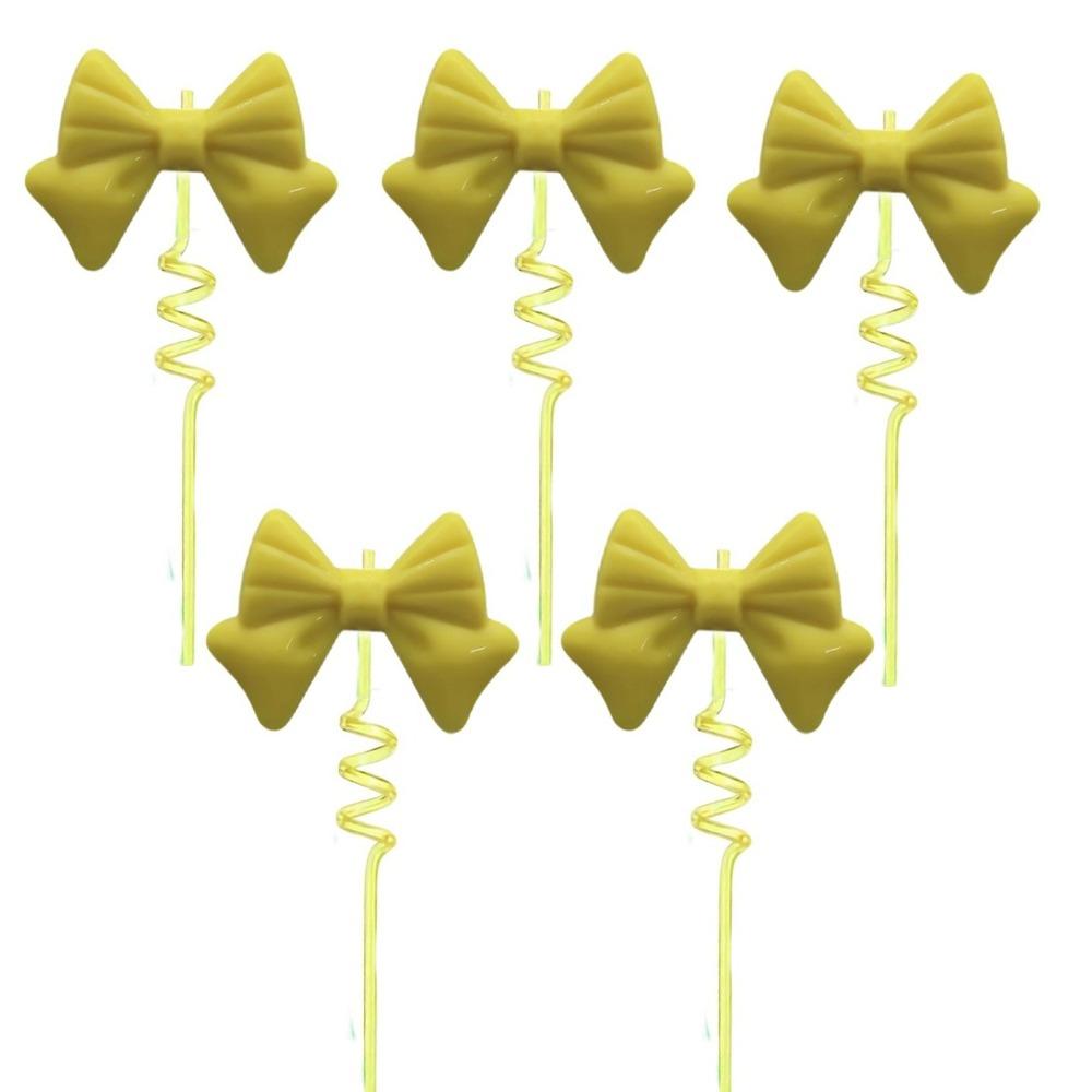 

5 ШТ. Багаторазові соломинки у формі бантика, барні аксесуари, соломинки для пиття для вечірки, портативні соломинки для напоїв, вечірка жовтий