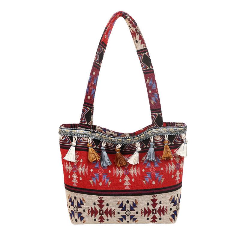 2025 Spring New Tassel Women's Bags Fashionable Ethnic Style Contrasting Colors Large-capacity Niche Women's Bags Shoulder Bags Tote Bags