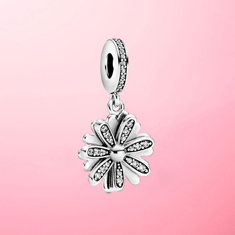 ! 925 Sterling Silver Sparkling Sparkling Daisy Flower Charms Bead Fit Original Bracelet Bangle For Women Jewelry Gift